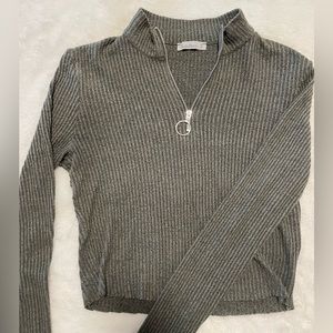 Studio Pasha forest-green quarter-zip light sweater